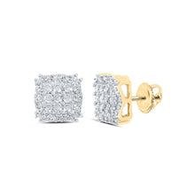 Load image into Gallery viewer, Radiant Square Diamond Earrings in 10kt Yellow Gold - Top View
