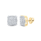 Radiant Square Diamond Earrings in 10kt Yellow Gold - Top View