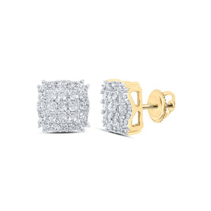 Earrings | 10kt Yellow Gold Womens Round Diamond Square Earrings 1/3 Cttw | Splendid Jewellery GND