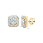 10kt Yellow Gold Square Diamond Earrings - A Dazzling Masterpiece - Top View