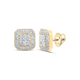 10kt Yellow Gold Square Diamond Earrings - A Dazzling Masterpiece - Top View