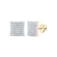 Load image into Gallery viewer, 10kt Golden Radiance Diamond Square Earrings - Top View