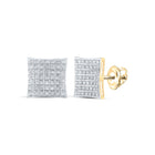 10kt Golden Radiance Diamond Square Earrings - Top View