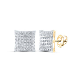 10kt Golden Radiance Diamond Square Earrings - Top View