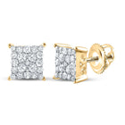 10kt Golden Brilliance Diamond Square Earrings - Top View