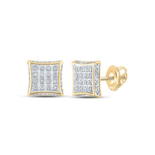 Load image into Gallery viewer, Radiant Square Diamond Earrings in 10kt Yellow Gold - Top View