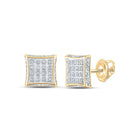 Radiant Square Diamond Earrings in 10kt Yellow Gold - Top View