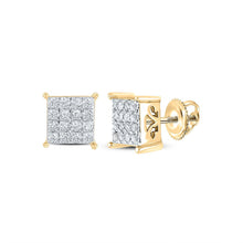 Load image into Gallery viewer, 10kt Yellow Gold Sparkling Diamond Square Earrings - Timeless Elegance and Brilliant Shine - Top View