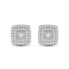 Load image into Gallery viewer, 10kt Golden Brilliance: Womens Round Diamond Square Earrings 1/4 Cttw - Side View