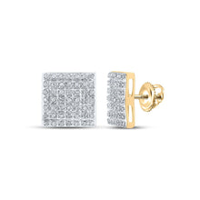 Load image into Gallery viewer, Sparkling Square Diamond Earrings in 10kt Yellow Gold - Top View
