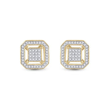 Load image into Gallery viewer, 10kt Yellow Gold Square Diamond Cluster Earrings - Radiant Brilliance - Side View
