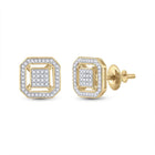 10kt Yellow Gold Square Diamond Cluster Earrings - Radiant Brilliance - Top View