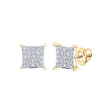 Load image into Gallery viewer, Radiant Gold and Diamond Square Earrings - Top View