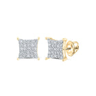 Radiant Gold and Diamond Square Earrings - Top View