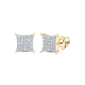 Radiant Gold and Diamond Square Earrings - Top View