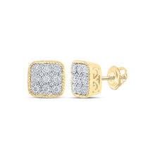 Load image into Gallery viewer, 10kt Yellow Gold Square Diamond Earrings - Radiant Elegance for Every Occasion - Top View