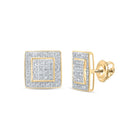 Dazzling 10kt Yellow Gold Square Diamond Earrings - Top View
