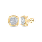 Dazzling 10kt Yellow Gold Womens Round Diamond Square Earrings - Top View