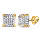 Radiant Square Diamond Earrings in 10kt Yellow Gold - Top View
