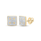 Radiant Square Diamond Earrings in 10kt Yellow Gold - Captivating Brilliance and Timeless Elegance - Top View