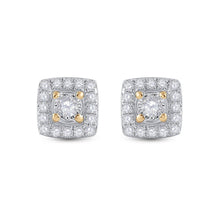 Load image into Gallery viewer, 10kt Yellow Gold Square Diamond Earrings - A Captivating Brilliance - Side View