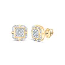 Load image into Gallery viewer, 10kt Yellow Gold Square Diamond Earrings: A Timeless Sparkling Statement - Top View