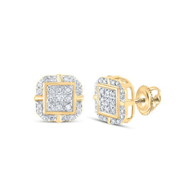 10kt Yellow Gold Square Diamond Earrings: A Timeless Sparkling Statement - Top View