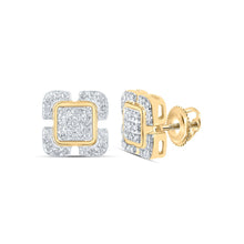 Load image into Gallery viewer, 10kt Golden Radiance Diamond Square Earrings - Top View