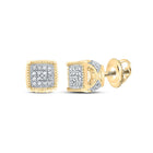10kt Golden Brilliance Diamond Square Earrings - Top View