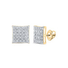 Dazzling 10kt Yellow Gold Square Diamond Earrings - A Timeless Masterpiece - Top View