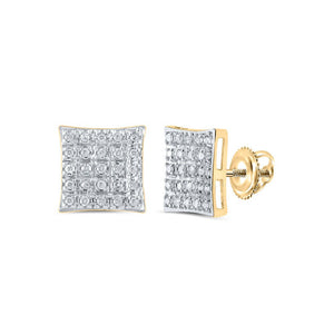 Earrings | 10kt Yellow Gold Womens Round Diamond Square Earrings 1/6 Cttw | Splendid Jewellery GND