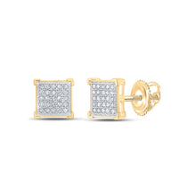 Load image into Gallery viewer, Dazzling Diamond Square Earrings in 10kt Yellow Gold - Splendid Jewellery - Top View
