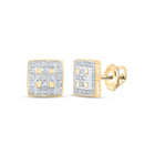 10kt Golden Square Diamond Elegance Earrings - Top View