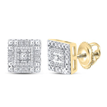 Load image into Gallery viewer, Dazzling Square Diamond Gold Earrings - Top View