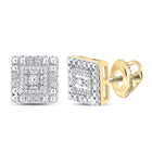 Dazzling Square Diamond Gold Earrings - Top View