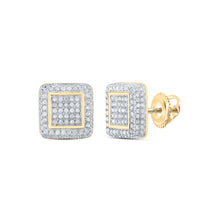 Load image into Gallery viewer, 10kt Golden Square Diamond Earrings: A Dazzling Blend of Classic Elegance and Modern Style - Top View