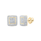 10kt Golden Square Diamond Earrings: A Dazzling Blend of Classic Elegance and Modern Style - Top View