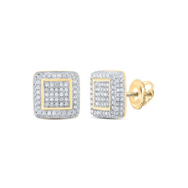 10kt Golden Square Diamond Earrings: A Dazzling Blend of Classic Elegance and Modern Style - Top View