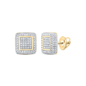 Earrings | 10kt Yellow Gold Womens Round Diamond Square Earrings 3/4 Cttw | Splendid Jewellery GND