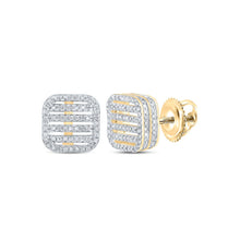 Load image into Gallery viewer, 10kt Yellow Gold Square Diamond Earrings - Timeless Elegance and Sparkling Brilliance - Top View
