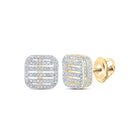 10kt Yellow Gold Square Diamond Earrings - Timeless Elegance and Sparkling Brilliance - Top View