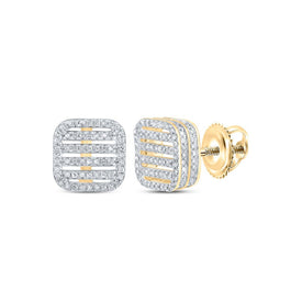10kt Yellow Gold Square Diamond Earrings - Timeless Elegance and Sparkling Brilliance - Top View