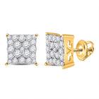 10kt Yellow Gold Square Diamond Earrings - Timeless Elegance and Dazzling Sparkle - Top View