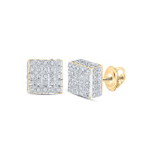 Load image into Gallery viewer, 10kt Yellow Gold Square Diamond Earrings - A Dazzling Display of Elegance - Top View