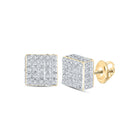 10kt Yellow Gold Square Diamond Earrings - A Dazzling Display of Elegance - Top View