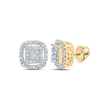 Load image into Gallery viewer, Dazzling Square Diamond Earrings - 10kt Yellow Gold - Top View
