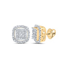 Dazzling Square Diamond Earrings - 10kt Yellow Gold - Top View