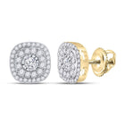 10kt Yellow Gold Sparkling Diamond Square Earrings - Top View