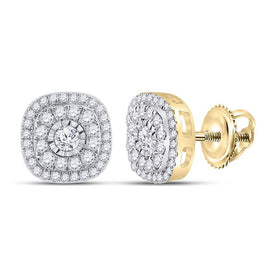 10kt Yellow Gold Sparkling Diamond Square Earrings - Top View