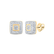 Load image into Gallery viewer, 10kt Yellow Gold Sparkling Square Diamond Earrings - Top View